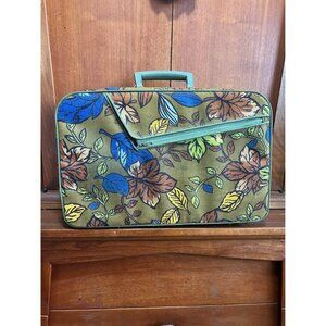 Vintage 1960s Gogo Mod Soft-Sided Floral Train Small Suitcase Bag